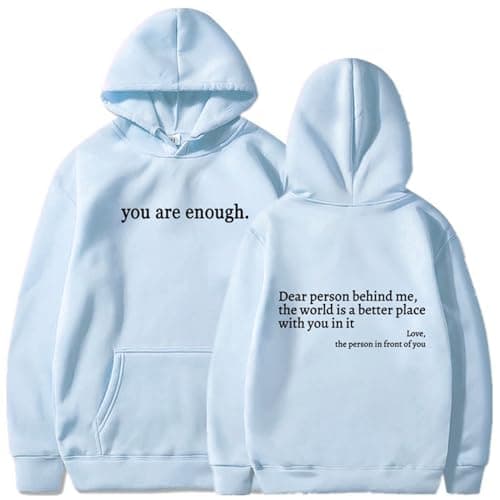 Enthowother Dear Person Behind Me Sweatshirt Hoodie,Halloween Sweatshirt White Hoodie (Sky Blue Hoodie,L) - Image 1