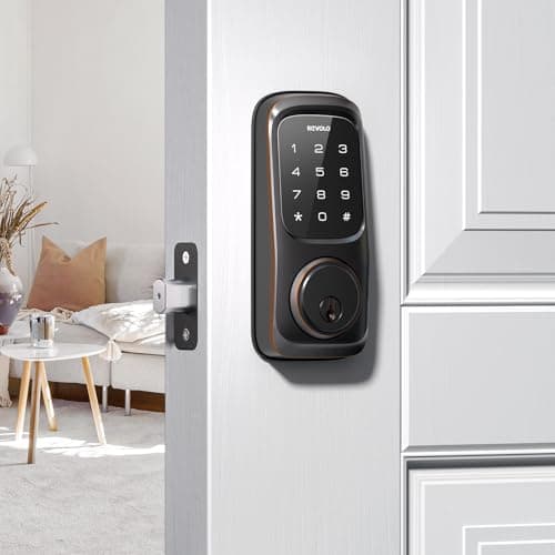Revolo Keyless Entry Door Lock with Touchscreen Keypads, Electronic Keypad Deadbolt for Front Door, ANSI Grade 2 Certified, All-Metal Construction, Auto Lock, Easy to Install, Oil-Rubbed Bronze - Image 1