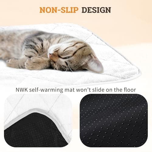 NWK Fluffy Self Warming Cat Mat, Cat Blanket, Thermal Dog Mat, Washable, Non-Slip Bottom for Sofa & Crate & Kennel & Car Seat (Creamy White, X-Large (45'' X 28'' X 0.4'')) - Thumbnail 4