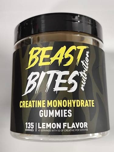 BEAST BITES Nutrition Creatine Monohydrate Gummies 5000mg (135 Count)-Lemon Flavor. - Image 1