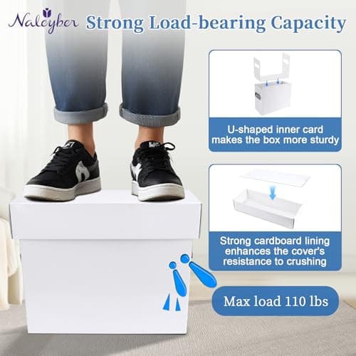 Naleyber File Organizer Box with Lid & Handle, Heavy Duty Hanging File Folder Storage Boxes for Letter Size, Portable Filing Organizer for Office, Home, Classroom, White 2 Pack - Thumbnail 6