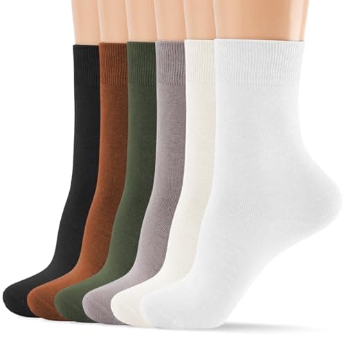 MORECOO Socks for Women - 6 Pairs Cotton Socks Soft Breathable Seamless Toe Non-Slip Crew Socks for Daily Work Casual Wear - Image 1