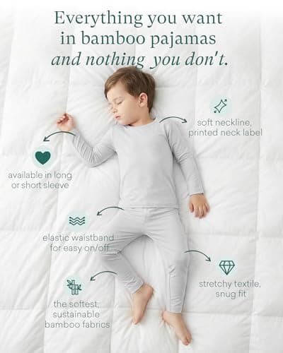 PurComfy SuperSoft Long Sleeve Toddler Pajamas, Premium Bamboo Viscose for Breathable Comfort, Boys & Girls Bamboo PJs, Toddler Long Sleeve Pajama Set, 2T - Thumbnail 2