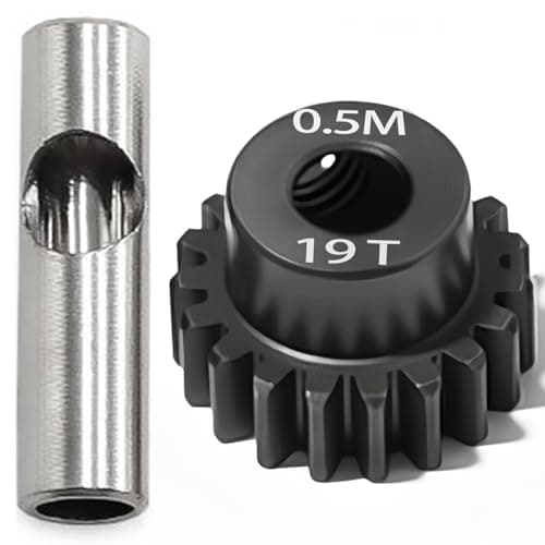 0.5M Pinion Gear 19T Hardened Steel 3.175mm Bore with 2.3mm Adapter, Precision Motor Gear for ARRMA 1/14 Typhon 1/16 Mojave 1/18 Granite, Losi 1/12, 0.5Mod Gear 13T-27T for HOBBYWING Motors - Image 1
