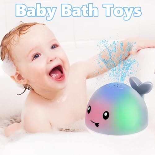 Bath Toys for Kids Ages 1-3 - Valentines Day Gifts for Kids,1 2 3 Year Boys Girls Gifts,Easter Basket Stuffers, Light Up Whale Bath Toy Sprinkler, Toddler Bathtub Pool Water Table Toys, Baby Gift - Thumbnail 2
