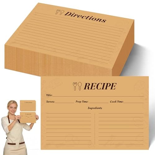4x6 Inch Kraft Recipe Cards, 110 Sheets Double Sided Thick Card Stock with Lines, Vintage Cooking Cards for Wedding, Bridal Shower and Baby Shower,Kitchen Diaries(Brown)