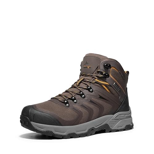 NORTIV 8 Men's Waterproof PRO Hiking Boots Outdoor Lightweight Non-Slip Arch Support Trekking Camping Ankle Boots Armadillo 3.0,Size 10.5,Brown,NMUMHB2508 - Image 1