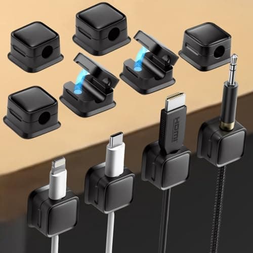 10 Pack Magnetic Cable Clips,Adjustable and Convenient Cable Management, Wire Holder Organizer, Conceal or Arrange Phone USB Charger Cables for Home, Office, Car, Desk, or Nightstand. (Black) - Image 1