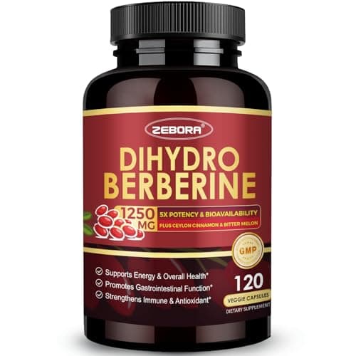 ZEBORA Dihydroberberine 1250mg, Berberine Supplement with Ceylon Cinnamon, Bitter Melon, R-ALA, 5X Potency & Bioavailability - Supports Immune, Digestion & Heart Health, Non-GMO, 120 Capsules - Image 1