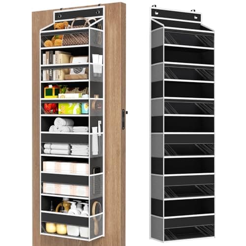 Mefirt Over The Door Organizer, 6 Shelf Door Hanging Organizers with 6 Large Capacity Pockets, Behind Door Storage Hanging Shelves for Closet Wall Bathroom Bedroom Nursery - Image 1