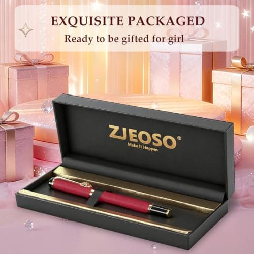 ZJEOSO Luxury Pen,Best Luxury Ball Pen Gift Set for Women,Black Ink Fancy Pen Refillable for Executive Office,Professional,pretty pens,cool pens,Nice cute Designer Pen (Red) - Thumbnail 4