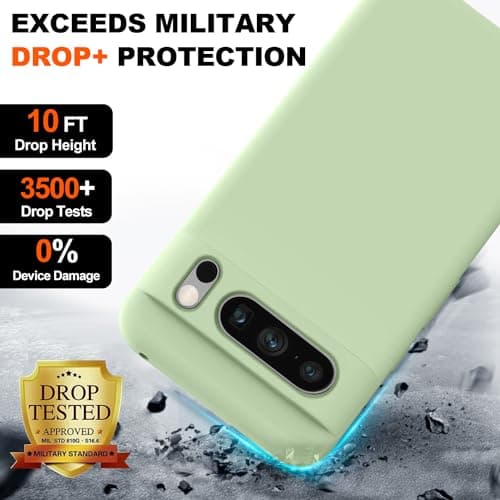 TISOOG Compatible with Google Pixel 8 Pro Case, [Upgrade Defender Liquid Silicone] [Soft Microfiber Lining],Shockproof Slim Thin Protective Phone Case for Google Pixel 8 Pro 6.7 inch-Matcha - Thumbnail 6