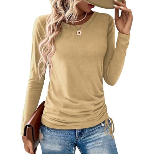AIZHINENG Womens Long Sleeve Shirts Crewneck Tops Casual Fall Spring Trendy T-Shirts Outfits Clothes 2025 - Image 1
