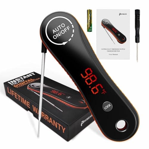 Meat Thermometer Digital - Paysean Instant Read Meat Thermometer with Auto Rotating Backlit Display, IP67 Waterproof for Cooking, Grilling, BBQ, Candy, Liquid, Beef - Gifts for Men/Chefs - Image 1