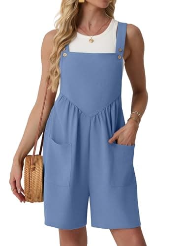 Lepunuo Beach Rompers for Women Sleeveless Summer Jumpsuits Casual Short Overalls with Pockets - Image 1