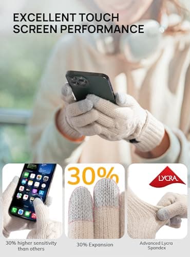 TRENDOUX Winter Driving Running Biking Hiking Walking Wool Gloves for Ladies, Typing Texting Soft Glove for Indoor Office, Cozy Season Gift - Thumbnail 4