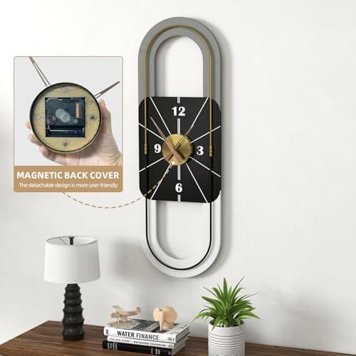 XGGJWW 34x11 Inch Large Modern Wall Clock – Silent Non-Ticking Decorative Battery Operated Clock for Living Room, Bedroom, Kitchen, Office - Thumbnail 6