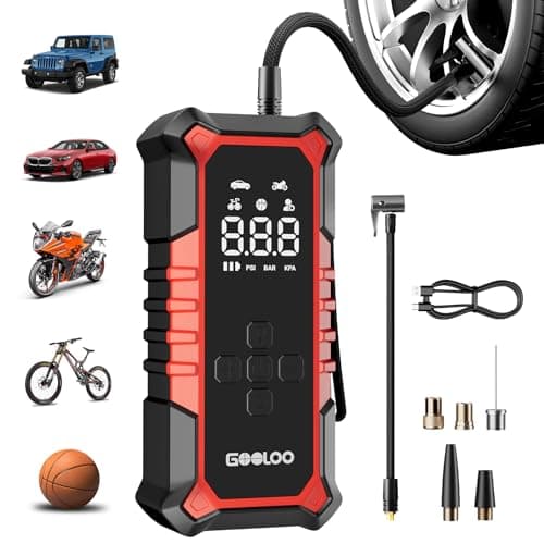 GOOLOO A6 Gear Tire Inflator Portable Air Compressor, 160 PSI Cordless Tire Inflator with Digital Pressure Gauge ＆LED Light, Air Pump for Car Tires, Bike, Motorcycle, Balls - Image 1