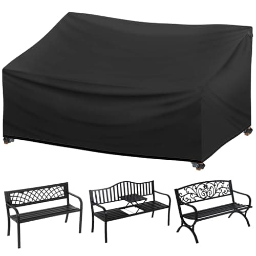 Outdoor Bench Cover 2 Seater Waterproof, 52" W X 28" D X 35" H All Weather Patio Bench Cover for Outside Furniture, Loveseat, Sofa Couch, Bench and Glider, Black