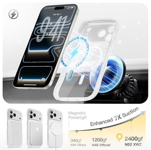 XWZ for iPhone 17 Pro Max Case for Women Girls,【Compatible with MagSafe】,【Camera Control】,【Full Camera Protection】, Cute Wave Magnetic Phone Case for iPhone 17 Pro Max,Frosted Clear - Thumbnail 6