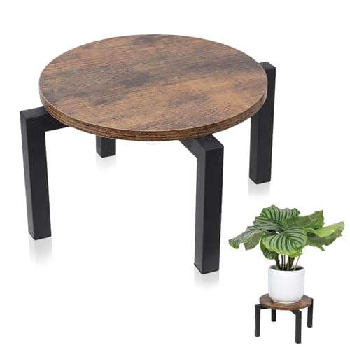 Vigordream Plant Stand Indoor, Heavy Duty Sturdy Metal Plant Holder, Wooden plant Stool, Single Plant Pot Stand Low Short Planter Stand Fit 5-12 Inch Pot - Image 1