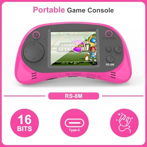 Handheld Games for Kids -16 Bit Retro Video Game with 220 HD Electronic Games - 2.5'' IPS Portable Travel Game Gifts for Boys Girls Ages 4-12 - Thumbnail 2