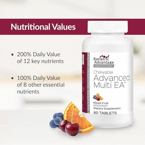 Bariatric Advantage Chewable Advanced Multi EA - High Potency Daily Multivitamin with Iron for Bariatric Surgery Patients - Mixed Fruit Flavor - 60 Count - Thumbnail 5