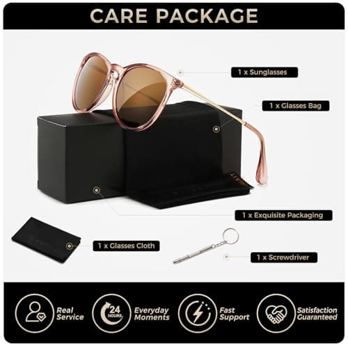 SUNGAIT Premium Vintage Round Sunglasses for Women Men Classic Retro Trendy Style - Thumbnail 6