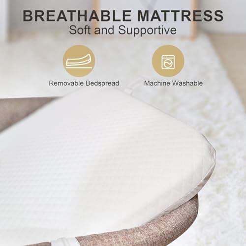 cutebeams Baby Bassinet, 4 in 1 Stable Bedside Bassinet for Baby - Thumbnail 6