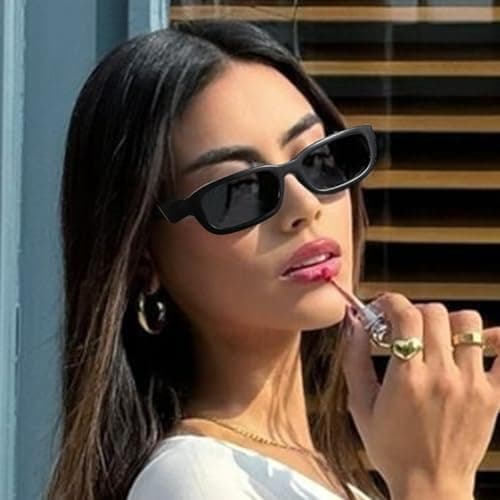 SODQW Retro Sunglasses for Women Fashion 90’s Vintage Small Rectangle Frame UV400 Protection - Thumbnail 2