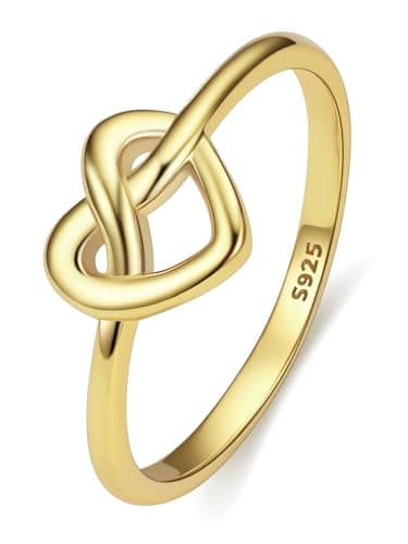 Bestyle Silver Gold Celtic Ring for Women, Dainty Cute Heart Knot Ring, Women Simple Finger Band Ring Stacking Ring, Eternity Love Band Ring for Her, Great Celtic Jewelry for Women,Size 5 - Image 1