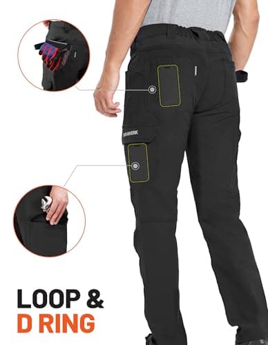 DURAWERK Men's 4-Way Stretch Cargo Pants, Work Pants, Durable Tactical Pants, Lightweight EDC Hiking Pants, Multi Pockets Hunting Pants for Outdoor Traveling Camping Fishing (Black, 38WX32L) - Thumbnail 6