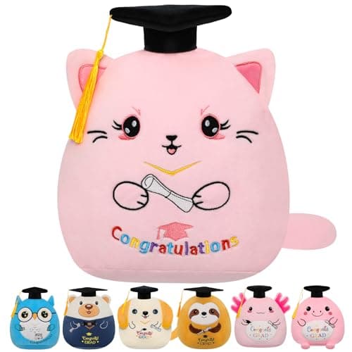 Graduation Gift Cat Stuffed Animal - Pink Cat with Graduation Cap Gown Plush Toy for Kindergarten Preschool Elementary Graduation 2026 Soft Personalized Graduation Gifts for Kids Girls Her 9 Inch - Image 1