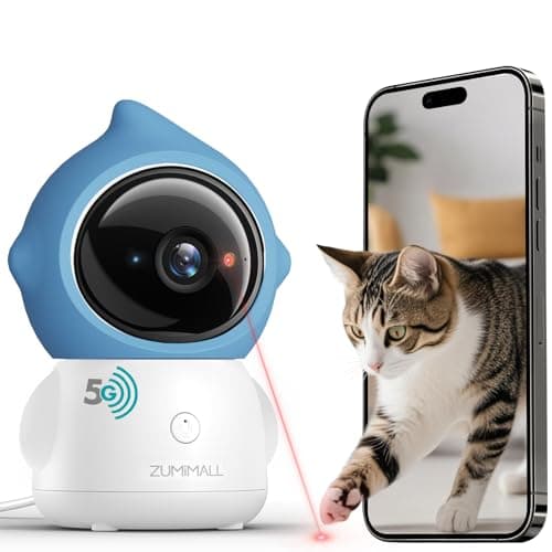 ZUMIMALL Pet Camera Indoor, 5G/2.4G WiFi Camera for Dog/Cat with Laser Toy, 3MP Pet Security Cameras with Phone App, 2-Way Talk, Auto Tracking, Pet/PIR/AI Detection, Privacy Protect, Alexa/ONVIF/Cloud