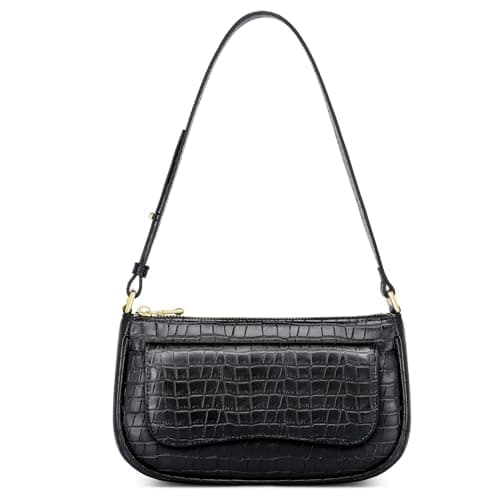 Peacocktion Shoulder Bag for Women Trendy Small Vegan Leather Crossbody Purses Handbags Black - Image 1