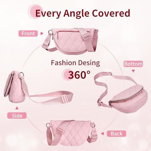 Fashion Puffy Crescent Moon Bag For Women & Men - Medium Nylon Shoulder Bag With Adjustable Strap, Lightweight & Foldable Design (B-Black) - Thumbnail 5