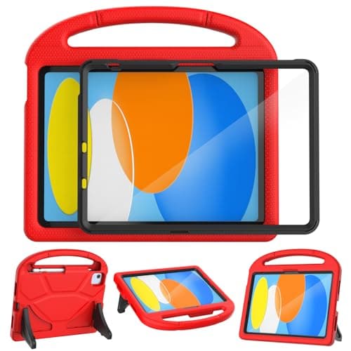 YIHE Kids Case for iPad A16 11th Generation (11" 2025) & 10th Gen (10.9" 2022) | Shockproof Tablet Cover with Built-in Screen Protector & Pencil Holder for iPad 10.9/11 Inch, Red Black - Image 1