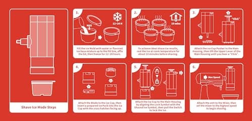 2 in 1 Ice Cream Maker and Shaved Ice Attachment for KitchenAid Stand Mixers, 2 Small Ice Cream Bowls, Snow Cone Machine with Coarse and Fine Blades, 8 Ice Molds - Thumbnail 5