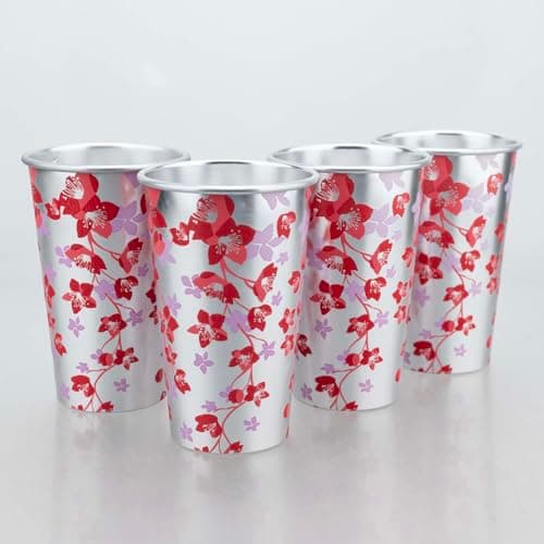 TJ Color Changing Aluminum Metal Cups, Reusable Party Cup Set, Aluminum Drinking Cups, Set of 4, 15 oz - Image 1