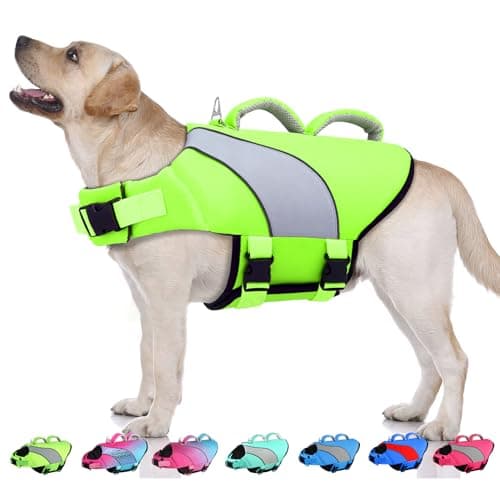 Doglay Dog Life Vest, Dog Life Jacket with Double Rescue Handles and Reflective Stripes, Adjustable High Visibility Swimming Safety Vest,Pet Life Preserver Lifesaver for Small Medium Large Dogs. - Image 1