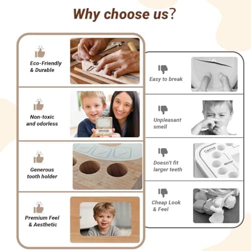 Tooth Fairy Tooth Holder for Kids, Wooden Memory Fairy Baby Keepsake Box for Lost Teeth, Storage Case to Keep a Child's Memories - Gift for Boys & Girls(Photo Frame Included) - Thumbnail 5