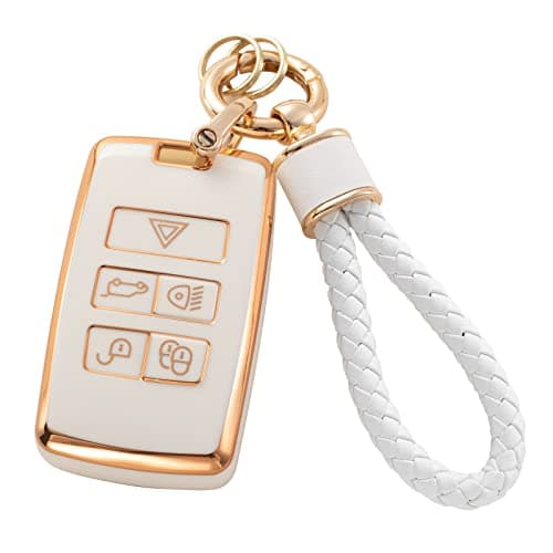 RUABIBAN for Land Rover Key Fob Cover with Keychain, Soft TPU Key Case Fit for Vogue Range Discovery Rover Sport - Image 1