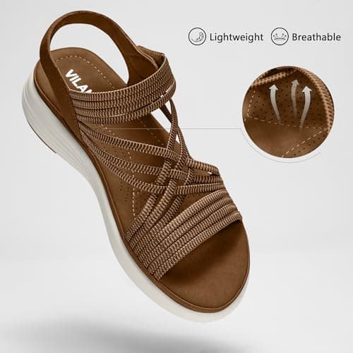 Vilanva Women's Comfortable Walking Sandals (Dark Brown Size 10) - Thumbnail 4