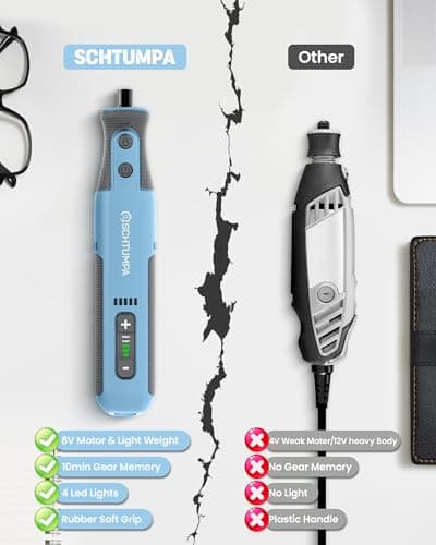 Schtumpa Rotary Tool Kit, Cordless Rotary Tool, 8V Rotary Tool with LED Lights, 5-Speed, 28000RPM, 2.0Ah Battery, 25 Accessories, for Carving, Engraving, Sanding, Polishing, Cutting and Pet Nails - Thumbnail 2