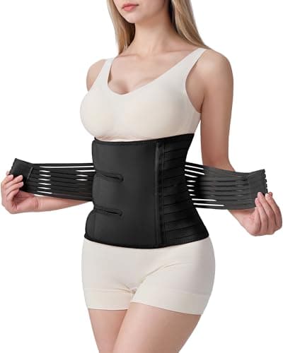 Evantha Postpartum Belly Band for Women: Adjustable Compression Wrap for Abdominal & Waist Support C-Section & Vaginal Birth Recovery Black XL - Image 1