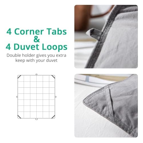 Topllen Down Feather Comforter Queen Size, All Season Duvet Insert, 100% Cotton Shell, Soft and Breathable Bedding with 8 Corner Tabs (90 x 90, Grey) - Thumbnail 5