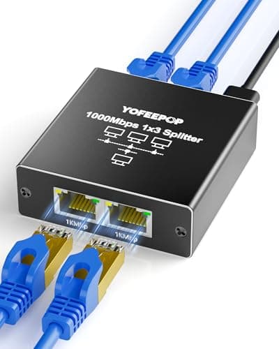 Ethernet Splitter 1 to 3, 1000Mbps Internet Cable Splitter 1 in 3 Out High Speed Gigabit Either Network Splitter LAN RJ45 Port Router Switch Work with Cat5/5e/6/7/8 Cable - Image 1