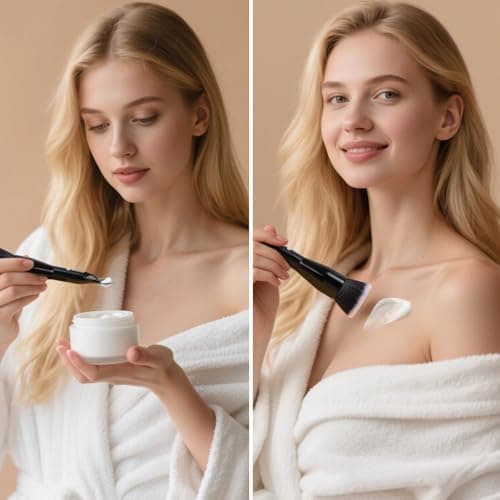 DUcare Foundation Brushes Flat Top Self Tanner Brush Dual-Ended Kabuki Brush with Spoon Handle for Liquid, Cream and Powder Face Makeup With Handle - Thumbnail 4