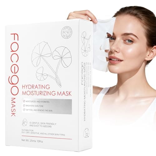 Facego Collagen Face Mask - Hydrating & Moisturizing Sheet Mask with Natural Centella Asiatica for Soothing Skincare, Deeply Nourishing Dry Skin 10-Count - Image 1