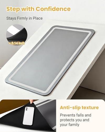 Soft Diatomaceous Earth Bath Mat, Super Absorbent Bath Mat, Quick Dry Large Bathroom Mats, Gray Bathroom Rugs Non Slip Washable, Stone Bath Mats Substitute, Bath Room Runner Decor, 15.74" x 47.2" - Thumbnail 3